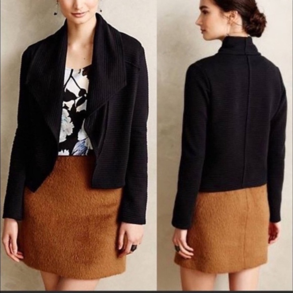Anthropologie | Ribbed Cropped Blazer Jacket | S